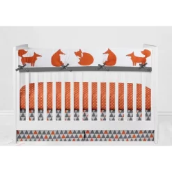 Bacati - Playful Fox Orange Gray 10 Pc Crib Bedding Set With Long Rail Guard Cover -Nursery Nest Deals Store GUEST 013861c4 179a 48b3 be8e 1020898d7ad1
