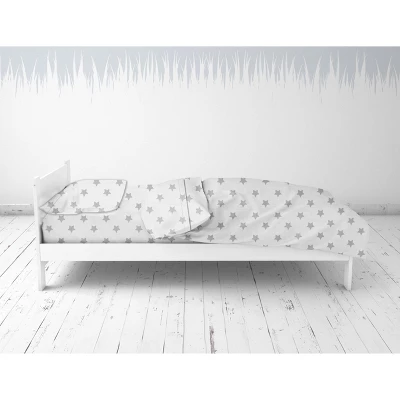 Bacati - Star Gray Ikat Muslin 4pc Toddler Bedding Set 5 Bacati - Star Gray Ikat Muslin 4pc Toddler Bedding Set - Image 5