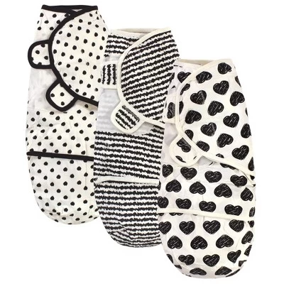 Touched By Nature Baby Organic Cotton Swaddle Wraps, Black Heart 3-Pack, 0-3 Months 1 Touched By Nature Baby Organic Cotton Swaddle Wraps, Black Heart 3-Pack, 0-3 Months