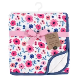 Touched By Nature Baby Girl Organic Cotton Muslin Tranquility Blanket, Garden Floral, One Size