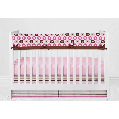 Bacati - Mod Dots Stripes Pink Fuschia Beige Chocolate 10 Pc Crib Bedding Set With Long Rail Guard Cover 6 Bacati - Mod Dots Stripes Pink Fuschia Beige Chocolate 10 Pc Crib Bedding Set With Long Rail Guard Cover - Image 6