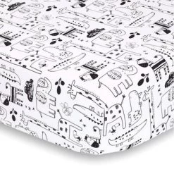 The Peanutshell Fitted Crib Sheets - Black And White Safari Animals - 2pk