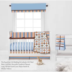Bacati - Mod Sports Blue Orange Chocolate 6 Pc Crib Bedding Set With Long Rail Guard Cover -Nursery Nest Deals Store GUEST 094caea2 86e7 4033 b1bf 81926a5f43d9