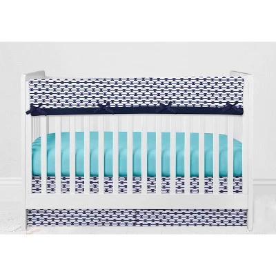 Bacati - Aztec Print Liam Aqua Orange Navy 10 Pc Crib Bedding Set With Long Rail Guard Cover 7 Bacati - Aztec Print Liam Aqua Orange Navy 10 Pc Crib Bedding Set With Long Rail Guard Cover - Image 7