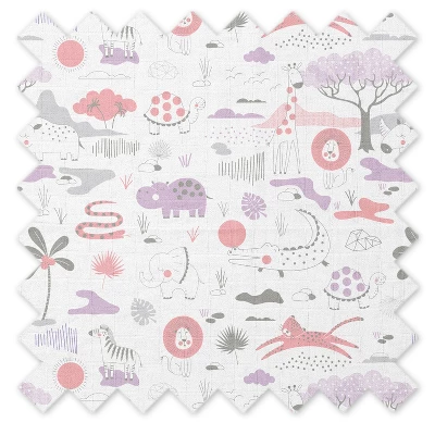 Jungle Safari Girls Lilac/Coral 2 Pack Muslin Swaddling Blanket 7 Jungle Safari Girls Lilac/Coral 2 Pack Muslin Swaddling Blanket - Image 7