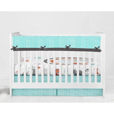 Bacati - Jungle Safari Aqua Orange Gray 6 Pc Cotton Crib Bedding Set With Long Rail Guard Cover 8 Bacati - Jungle Safari Aqua Orange Gray 6 Pc Cotton Crib Bedding Set With Long Rail Guard Cover - Image 8