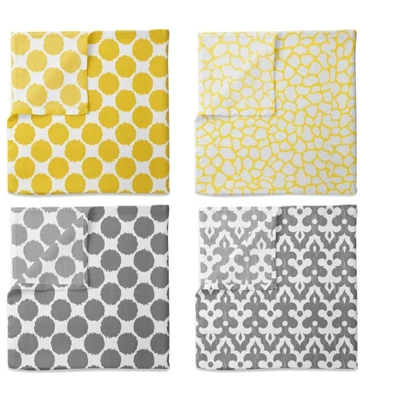 Bacati - Ikat Dots Giraffe Yellow Grey Neutral 10 Pc Crib Set With 2 Crib Fitted Sheets 4 Muslin Swaddling Blankets 5 Bacati - Ikat Dots Giraffe Yellow Grey Neutral 10 Pc Crib Set With 2 Crib Fitted Sheets 4 Muslin Swaddling Blankets - Image 5