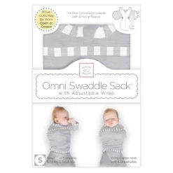 Omni Swaddle Wrap & Arms Up Sleeves & Mitten Cuffs - Heathered Gray With Stripe Trim 0-3 Months -Nursery Nest Deals Store GUEST 1259280f a39a 48f4 98d8 30d733510c43