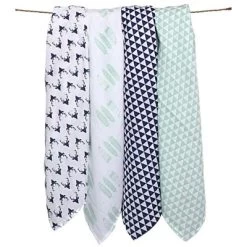 Bacati - Noah Mint/Navy Buck/Feathers/Triangles Muslin Swaddling Blankets Set Of 4 6 Bacati - Noah Mint/Navy Buck/Feathers/Triangles Muslin Swaddling Blankets Set Of 4 -Nursery Nest Deals Store GUEST 13215e0d 8ad9 4b94 bf36 18bf1e6027ba