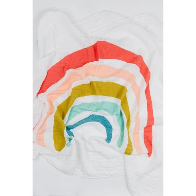Clementine Kids Rainbow Print Swaddle Wrap 1 Clementine Kids Rainbow Print Swaddle Wrap