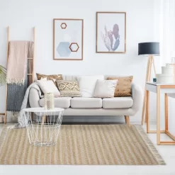 Handwoven Eco-Friendly Jute And Cotton Chevron Tassel Indoor Area Rug Or Runner By Blue Nile Mills