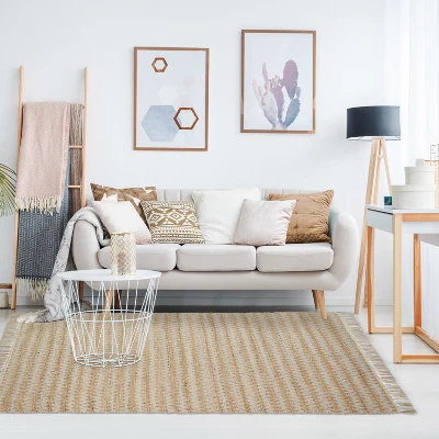 Handwoven Eco-Friendly Jute And Cotton Chevron Tassel Indoor Area Rug Or Runner By Blue Nile Mills 1 Handwoven Eco-Friendly Jute And Cotton Chevron Tassel Indoor Area Rug Or Runner By Blue Nile Mills