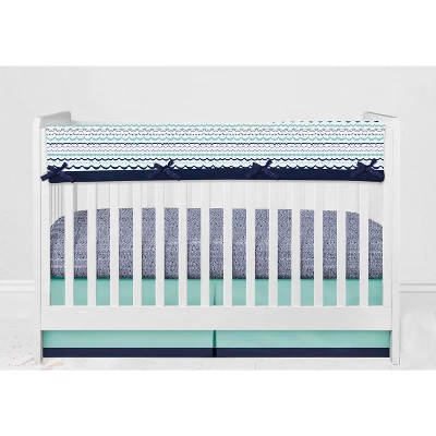 Bacati - Noah Mint Navy 6 Pc Crib Bedding Set With Long Rail Guard Cover 6 Bacati - Noah Mint Navy 6 Pc Crib Bedding Set With Long Rail Guard Cover - Image 6