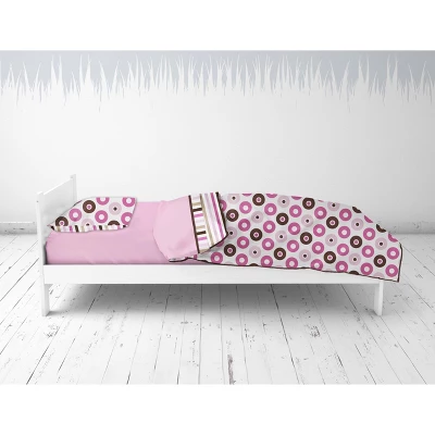 Bacati - Mod Dots Stripes Pink Fuschia Beige Chocolate 4 Pc Toddler Bedding Set 4 Bacati - Mod Dots Stripes Pink Fuschia Beige Chocolate 4 Pc Toddler Bedding Set - Image 4