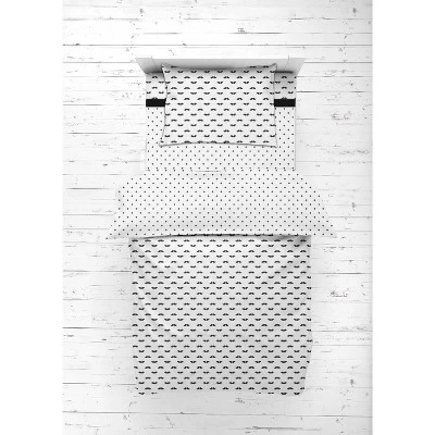 Bacati - Mustache/Plus Muslin 4 Pc Toddler Bedding Set, Black 4 Bacati - Mustache/Plus Muslin 4 Pc Toddler Bedding Set, Black - Image 4