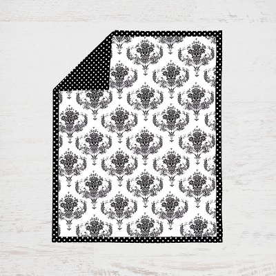 Bacati - Classic Damask Black/Grey/White 10 Pc Crib Bedding Set With 2 Crib Fitted Sheets 4 Bacati - Classic Damask Black/Grey/White 10 Pc Crib Bedding Set With 2 Crib Fitted Sheets - Image 4