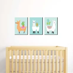 Big Dot Of Happiness Whole Llama Fun - Nursery Wall Art, Kids Room Decor And Llama Fiesta Home Decor - Gift Ideas - 7.5 X 10 Inches - Set Of 3 Prints