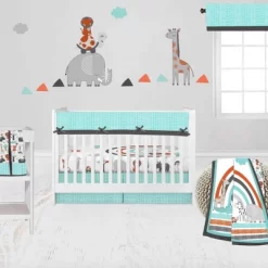 Bacati - Jungle Safari Aqua Orange Gray 6 Pc Cotton Crib Bedding Set With Long Rail Guard Cover 12 Bacati - Jungle Safari Aqua Orange Gray 6 Pc Cotton Crib Bedding Set With Long Rail Guard Cover -Nursery Nest Deals Store GUEST 200dc24d 8c99 4644 a3a0 17d6e09928f1