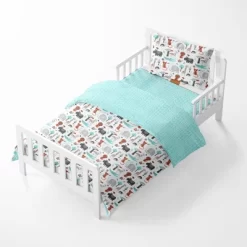 Bacati - Jungle Safari Animals Aqua/Orange/Gray 5 Pc Cotton Toddler Bedding Set -Nursery Nest Deals Store GUEST 21506dce d6a2 4cb2 bf18 b3f3c096e2df
