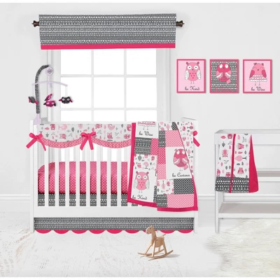 Bacati - Owls Pink/Grey Girls Musical Mobile 3 Bacati - Owls Pink/Grey Girls Musical Mobile - Image 3