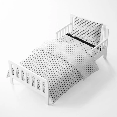 Bacati - Mustache/Plus Muslin 4 Pc Toddler Bedding Set, Black 1 Bacati - Mustache/Plus Muslin 4 Pc Toddler Bedding Set, Black