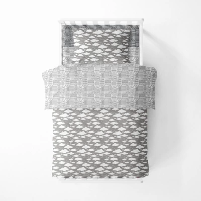 Bacati - Clouds In The City White Gray 3 Pc Toddler Bedding Sheet Set 4 Bacati - Clouds In The City White Gray 3 Pc Toddler Bedding Sheet Set - Image 4