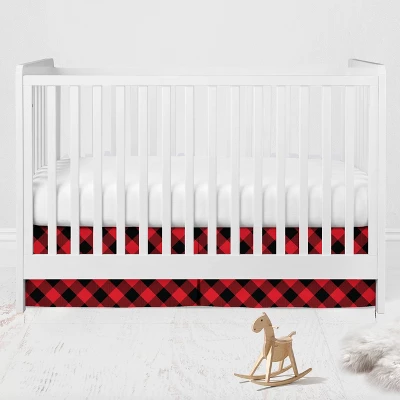 Bacati - Lumberjack Red Black Gray 4 Pc Crib Bedding Set With Diaper Caddy 5 Bacati - Lumberjack Red Black Gray 4 Pc Crib Bedding Set With Diaper Caddy - Image 5