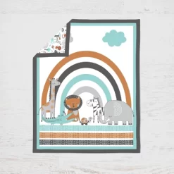 Bacati - Jungle Safari Aqua Orange Gray 6 Pc Cotton Crib Bedding Set With Long Rail Guard Cover 13 Bacati - Jungle Safari Aqua Orange Gray 6 Pc Cotton Crib Bedding Set With Long Rail Guard Cover -Nursery Nest Deals Store GUEST 2565fc56 3880 4106 a057 1000d83f140c