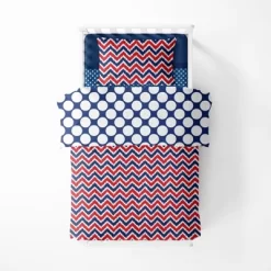 Bacati - MixNMatch Navy Red Chevron Dots 3 Pc Toddler Sheet Set -Nursery Nest Deals Store GUEST 2a445cea 51bc 4b0c a539 4e4157f3e01a