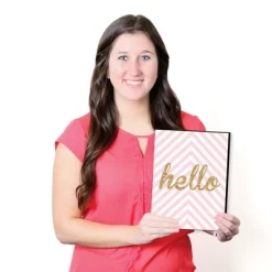 Big Dot Of Happiness Hello Little One - Pink And Gold - Baby Girl Nursery Wall Art & Kids Room Decor - Gift Ideas - 7.5 X 10 Inches - Set Of 3 Prints -Nursery Nest Deals Store GUEST 2aac7664 be73 4002 bf9b eecaea91f604