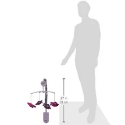 Bacati - Owls Pink/Grey Girls Musical Mobile