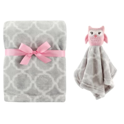 Hudson Baby Infant Girl Plush Blanket With Security Blanket, Gray Owl, One Size 1 Hudson Baby Infant Girl Plush Blanket With Security Blanket, Gray Owl, One Size