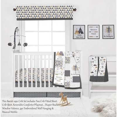 Bacati - Woodlands Forest Animals Beige/Grey 10 Pc Crib Bedding Set With 2 Crib Fitted Sheets 6 Bacati - Woodlands Forest Animals Beige/Grey 10 Pc Crib Bedding Set With 2 Crib Fitted Sheets - Image 6