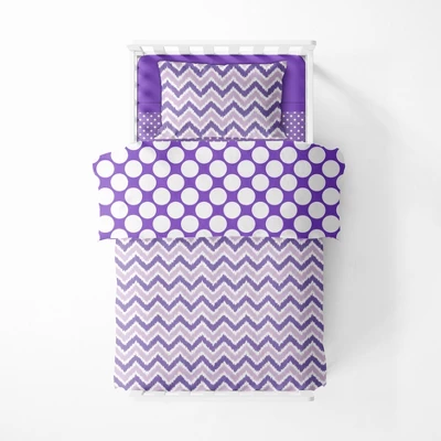 Bacati - MixNMatch Purple Chevron Dots 3 Pc Toddler Sheet Set 5 Bacati - MixNMatch Purple Chevron Dots 3 Pc Toddler Sheet Set - Image 5