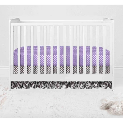 Bacati - Love Gray Lilac 4 Pc Crib Bedding Set With Diaper Caddy 5 Bacati - Love Gray Lilac 4 Pc Crib Bedding Set With Diaper Caddy - Image 5