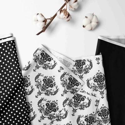 Bacati - Classic Damask Black/Grey/White 4 Pc Crib Bedding Set With Diaper Caddy 1 Bacati - Classic Damask Black/Grey/White 4 Pc Crib Bedding Set With Diaper Caddy