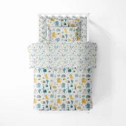 Bacati - Little Dino Boys Teal/Yellow Muslin 5 Pc Toddler Bedding Set With Dec Pillow -Nursery Nest Deals Store GUEST 361f7a45 0f00 4c01 992c 7fef8a155055