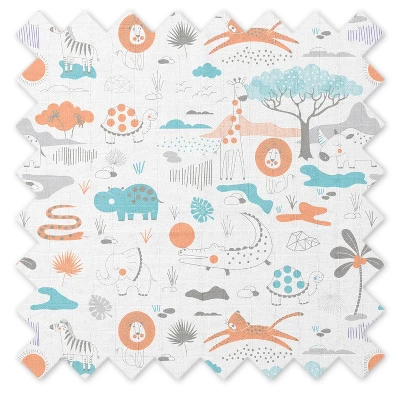 Jungle Safari Boys Aqua/Orange 2 Pack Muslin Swaddling Blanket 4 Jungle Safari Boys Aqua/Orange 2 Pack Muslin Swaddling Blanket - Image 4