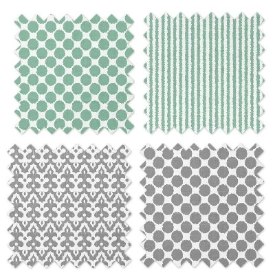 Bacati - Ikat Mint/Gray Dots/Stripes Swaddling Muslin Blankets Set Of 4 4 Bacati - Ikat Mint/Gray Dots/Stripes Swaddling Muslin Blankets Set Of 4 - Image 4