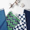 Bacati - MixNMatch Navy Green Chevron Dots 3 Pc Toddler Sheet Set