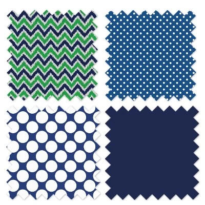 Bacati - MixNMatch Navy Green Chevron Dots 3 Pc Toddler Sheet Set 5 Bacati - MixNMatch Navy Green Chevron Dots 3 Pc Toddler Sheet Set - Image 5