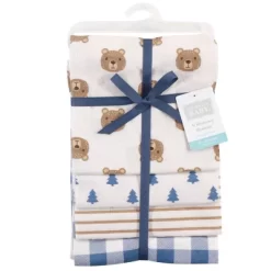 Hudson Baby Infant Boy Cotton Flannel Receiving Blankets, Little Bear, One Size