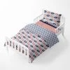 Bacati - Aztec Print Emma Coral Mint Navy 4 Pc Toddler Bedding Set