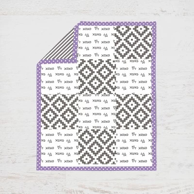 Bacati - Love Gray Lilac 4 Pc Crib Bedding Set With Diaper Caddy 3 Bacati - Love Gray Lilac 4 Pc Crib Bedding Set With Diaper Caddy - Image 3