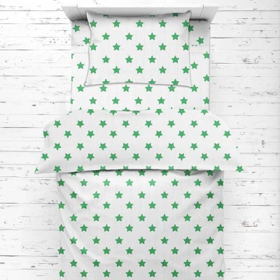 Bacati - Stars Green Muslin 4pc Toddler Bedding Set 4 Bacati - Stars Green Muslin 4pc Toddler Bedding Set - Image 4