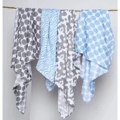 Bacati - Ikat Blue/Gray Swaddling Muslin Blankets Set Of 4 -Nursery Nest Deals Store GUEST 475dba00 0b5f 4dd9 9d7f 08b83e8c198e