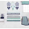 Bacati - Noah Mint Navy 6 Pc Crib Bedding Set With Long Rail Guard Cover