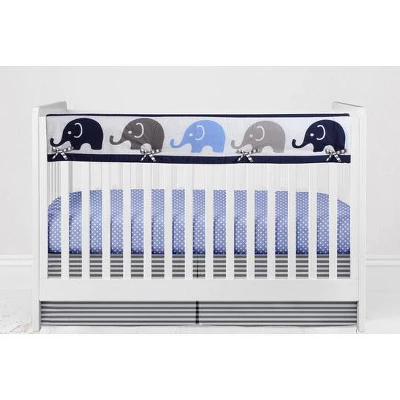 Bacati - Elephants Blue/Navy/Gray 10 Pc Crib Bedding Set With Long Rail Guard Cover 6 Bacati - Elephants Blue/Navy/Gray 10 Pc Crib Bedding Set With Long Rail Guard Cover - Image 6