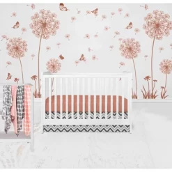 Bacati - Ikat Dots Stripes Coral Grey Muslin Girls 8 Pc Crib Set With Crib Rail Guard -Nursery Nest Deals Store GUEST 4ac11f88 7fc8 44d6 96d0 36a361747429