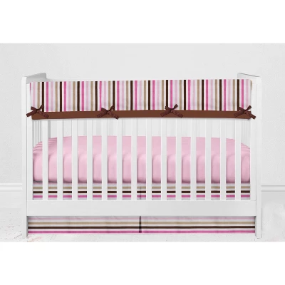 Bacati - Mod Dots Stripes Pink Fuschia Beige Chocolate 10 Pc Crib Bedding Set With Long Rail Guard Cover 7 Bacati - Mod Dots Stripes Pink Fuschia Beige Chocolate 10 Pc Crib Bedding Set With Long Rail Guard Cover - Image 7